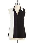 Calvin Klein Sleeveless Colorblock Top - Lyst