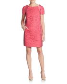 Valentino Lace-Trim Silk Shift Dress - Lyst