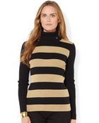 Lauren by Ralph Lauren Metallic Striped Turtleneck Sweater - Lyst