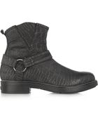 Karl Lagerfeld Croc-Effect Leather Ankle Boots - Lyst