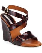 Diane von Furstenberg Wilma Tortoise-Print Patent Leather Wedge Sandals - Lyst