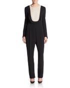 Valentino Lace Bib Silk Jumpsuit - Lyst