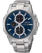 Seiko Mens Silvertone Solar Chronograph Watch - Lyst