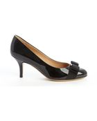 Ferragamo Black Patent Leather 'Carla' Bow Detail Pumps - Lyst