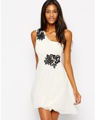 Lipsy One Shoulder Prom Dress with Flower Applique - Lyst