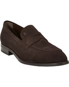 Tod's Suede Apron-Toe Penny Loafers - Lyst