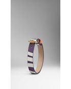 Burberry Typographic Print Grainy Leather Bracelet - Lyst