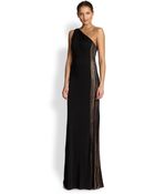 David Meister Jersey One-Shoulder Illusion Gown - Lyst