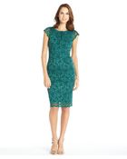 ABS By Allen Schwartz Emerald Stretch Lace Overlay Cap Sleeve Dress - Lyst