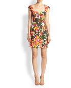 Nicole Miller Floral-Print Cap-Sleeve Dress - Lyst