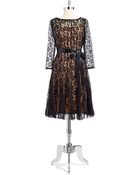 Xscape Long Sleeve Lace Overlay Dress - Lyst