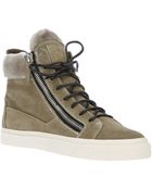 Giuseppe Zanotti Shearling Panel Hi-top Sneakers - Lyst