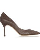 Casadei Ostrich-Effect Leather Pumps - Lyst
