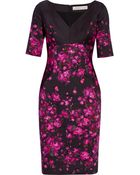 Lela Rose Floral-Print Stretch-Cotton Dress - Lyst