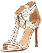 Schutz Goodness Metallic Leather Sandal - Lyst