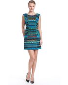 Plenty By Tracy Reese Mixed Print Cap Sleeve Dress - Lyst