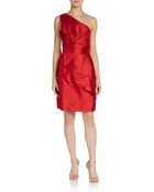Shoshanna Silk One-Shoulder Ruffled Dress - Lyst