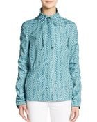 St. John Ruched Sleeve Printed Jacket - Lyst