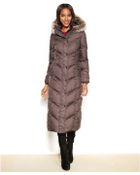 London Fog Hooded Fauxfurtrim Down Maxi Puffer Coat - Lyst