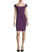 Zac Posen Short-Sleeve Wide-Neck Sheath Dress - Lyst