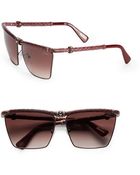 Lanvin Snake-Embossed Leather-Trim Square Sunglasses/Red - Lyst