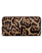 Michael Kors Jet Set Travel Leopard Hair Calf Wallet - Lyst