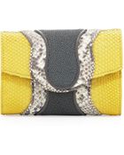Khirma Eliazov Jolie Python Stingray Clutch Bag Yellow - Lyst