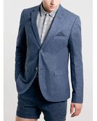Topman Indigo Textured Skinny Blazer - Lyst