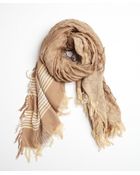 Gucci Beige Cotton-Silk Blend Gg Scarf - Lyst