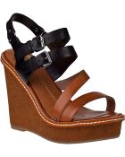 Dolce Vita Jobin Wedge Sandal Black/Cognac Leather - Lyst