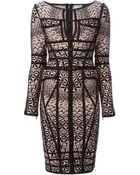 Hervé Léger Jacquard Pattern Fitted Dress - Lyst