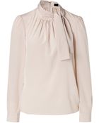 Steffen Schraut Stretch Silk Tie Neck Blouse - Lyst