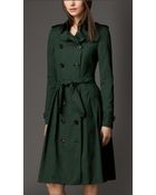 Burberry Long Full Skirted Wool Silk Trench Coat - Lyst