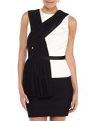 Jason Wu Ivory & Black Pleated Drape Top - Lyst