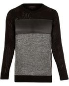 River Island Black Panel Long Sleeve Jumper - Lyst