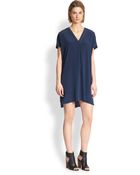 Vince V-Neck Silk Dress - Lyst
