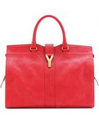 Saint Laurent Large Cabas Chyc Leather Tote - Lyst