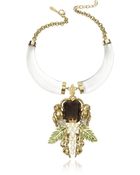 Roberto Cavalli Bronze And Plexiglass Monkey Necklace - Lyst