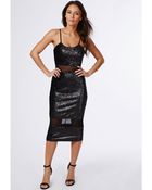 Missguided Shilin Sequin Mesh Insert Midi Dress Black - Lyst