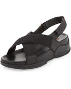 Prada Linea Rossa Nylon Crisscross Slingback Sandal - Lyst
