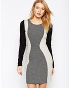 Y.a.s Long Sleeve Color Block Body-Conscious Dress - Lyst