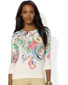 Lauren by Ralph Lauren Floral Crew Neck Sweater - Lyst