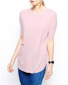 Asos Rib Short Sleeve Top - Lyst
