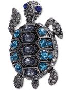 Jones New York Silver-Tone Blue Crystal Turtle Pin - Lyst