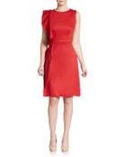 Valentino Flounce Detailed Stretch Fleece-Wool Dress - Lyst