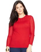 Lauren by Ralph Lauren Plus Size Pointelle-Knit Illusion Sweater - Lyst