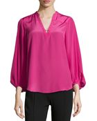 Diane von Furstenberg Latern-Sleeve Caftan Faille Top - Lyst