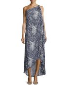 Halston Heritage Printed One-Shoulder Draped Gown - Lyst