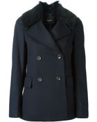 Paul Smith Faux Fur Collared Coat - Lyst