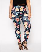 Asos Curve High Waist Skinny Pant In Scuba Floral - Lyst